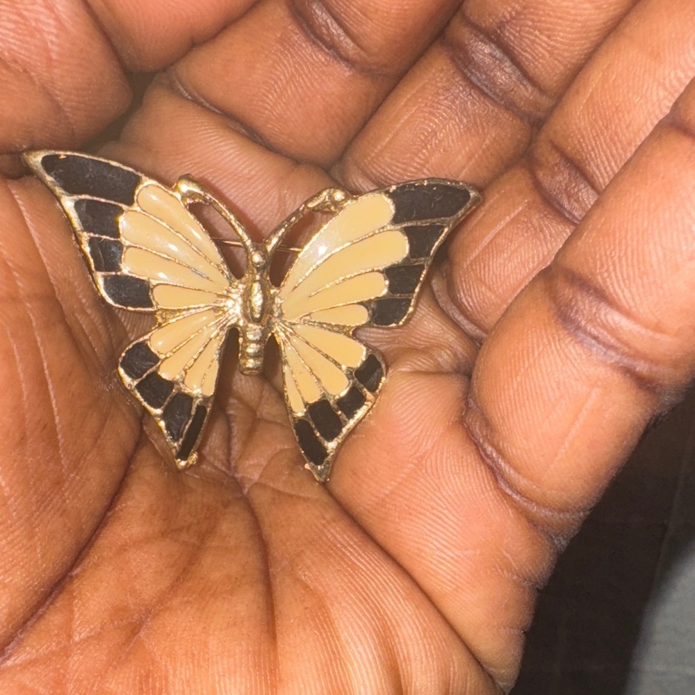 Chic Gold and Black Butterfly Brooch